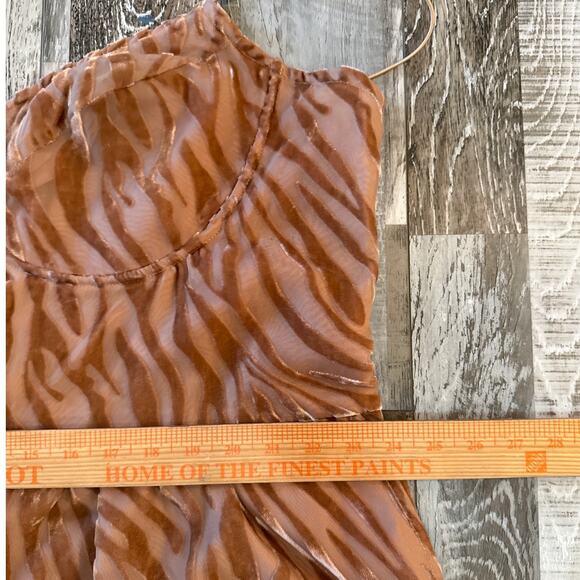 Pretty Little Thing Mocha Burnout Zebra Devore Cup Wide Leg Jumpsuit Sz 22 NEW - Picture 12 of 15